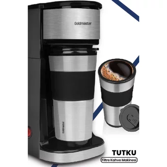 Goldmaster GM7351 Plastik Filtreli Termoslu 0.45 L Hazne Kapasiteli 1 Fincan Mini 750 W İnox Filtre Kahve Makinesi