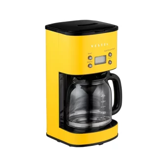Vestel Retro Plastik Filtreli Karaf 1.5 L Hazne Kapasiteli 12 Fincan Akıllı 1000 W Sarı Filtre Kahve Makinesi