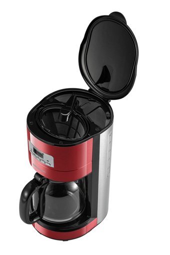 Grundig FK4112 K Zaman Ayarlı Plastik Filtreli Karaf 1.25 L Hazne Kapasiteli 10 Fincan 1000 W Kırmızı Filtre Kahve Makinesi