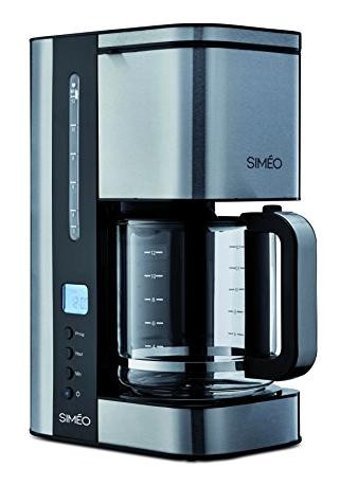 Simeo CFP200 Zaman Ayarlı Plastik Filtreli Karaf 1.5 L Hazne Kapasiteli 10 Fincan Akıllı 1000 W Siyah Filtre Kahve Makinesi