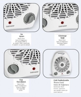 Goldmaster Warm IN-6124 2000 Watt Ayaklı Fanlı Isıtıcı Beyaz
