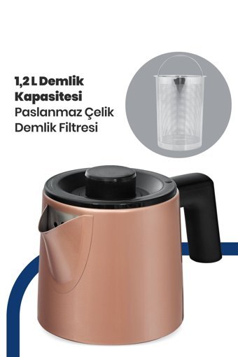 Fasel Otomatik Çelik Demlikli 1500 W Işıklı Çelik Gövdeli Beyaz Retro Çay Makinesi