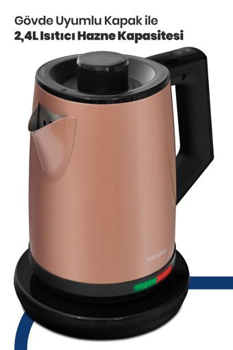 Fasel Otomatik Çelik Demlikli 1500 W Işıklı Çelik Gövdeli Beyaz Retro Çay Makinesi