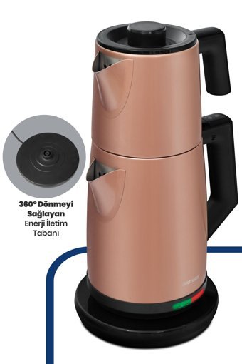 Fasel Otomatik Çelik Demlikli 1500 W Işıklı Çelik Gövdeli Beyaz Retro Çay Makinesi