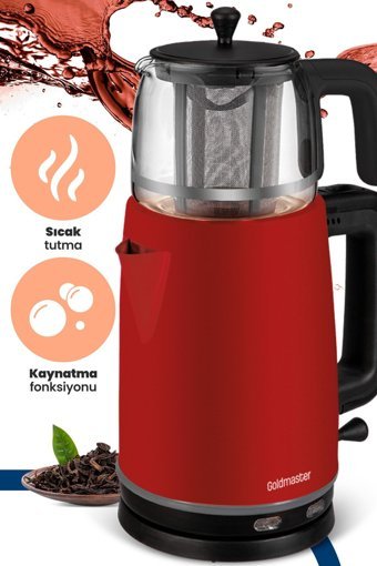 Homend X Jumbo 1792H Cooltouch Royaltea Konuşan Otomatik Çelik Demlikli 1800 W Çelik Gövdeli Siyah Çay Makinesi