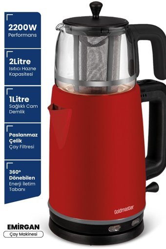 Homend X Jumbo 1792H Cooltouch Royaltea Konuşan Otomatik Çelik Demlikli 1800 W Çelik Gövdeli Siyah Çay Makinesi