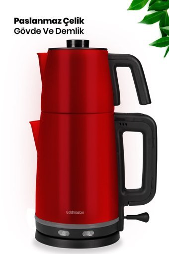 Karaca Demfit 2501 Cam Demlikli 1700 W Işıklı Plastik Gövdeli Redgold Siyah Çay Makinesi