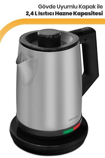 Karaca Çaysever Robotea Pro Quartz 4 In 1 Konuşan Otomatik Cam Demlikli 2500 W Plastik Gövdeli Krom Çay Makinesi