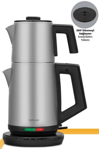 Karaca Çaysever Robotea Pro Quartz 4 In 1 Konuşan Otomatik Cam Demlikli 2500 W Plastik Gövdeli Krom Çay Makinesi