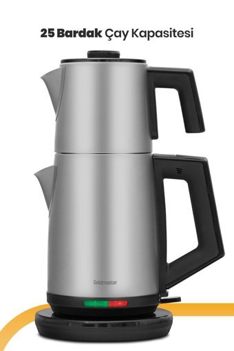 Karaca Çaysever Robotea Pro Quartz 4 In 1 Konuşan Otomatik Cam Demlikli 2500 W Plastik Gövdeli Krom Çay Makinesi