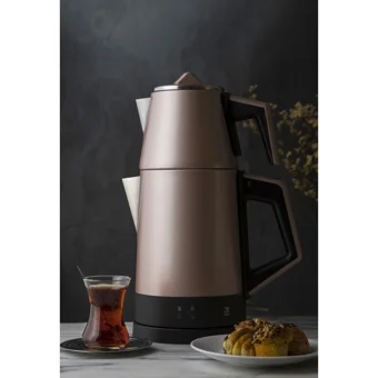 Goldstar ST 7305MK Otomatik Çelik Demlikli 1800 W Işıklı Çelik Gövdeli Kırmızı Retro Çay Makinesi