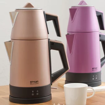Goldstar ST 7305MK Otomatik Çelik Demlikli 1800 W Işıklı Çelik Gövdeli Kırmızı Retro Çay Makinesi