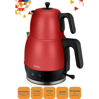 Karaca Maxi Tea XL Cam Demlikli 1700 W Plastik Gövdeli Raspberry Çay Makinesi