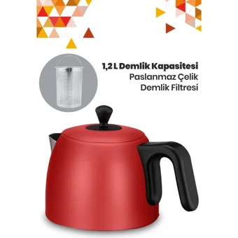 Karaca Maxi Tea XL Cam Demlikli 1700 W Plastik Gövdeli Raspberry Çay Makinesi