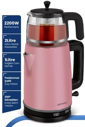 Fantom CY 1500 Otomatik Çelik Demlikli 1800 W Işıklı Çelik Gövdeli Gri Retro Çay Makinesi