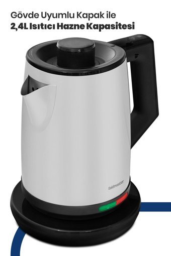 Hometta Eldoris Cam Demlikli 1500 W Işıklı Çelik Gövdeli İnox Çay Makinesi
