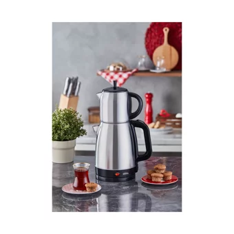 Aryıldız ÇayMania 10001 Çelik Demlikli 1800 W Işıklı Çelik Gövdeli Pembe Çay Makinesi