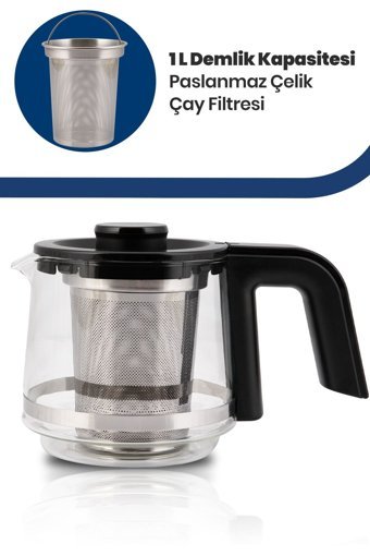 Fms Alaçatı Otomatik Çelik Demlikli 1800 W Işıklı Çelik Gövdeli Beyaz Retro Çay Makinesi