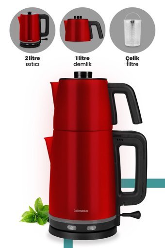 Karaca Glass Tea XL 2 in 1 Cam Demlikli 1900 W Işıklı Cam Gövdeli Ocean Wave Çay Makinesi