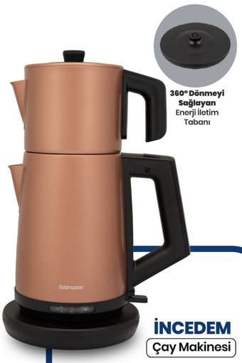 Global EYP0101 Teaplus Otomatik Çelik Demlikli 1500 W Işıklı Çelik Gövdeli Mor Retro Çay Makinesi