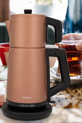Global EYP0101 Teaplus Otomatik Çelik Demlikli 1500 W Işıklı Çelik Gövdeli Mor Retro Çay Makinesi