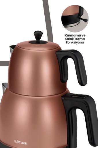 Karaca Demfit 2501 Cam Demlikli 1700 W Işıklı Plastik Gövdeli Rose Gold Çay Makinesi