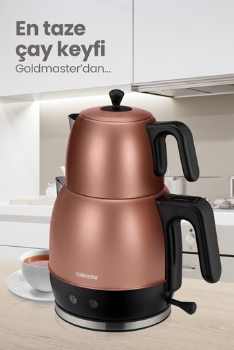 Karaca Demfit 2501 Cam Demlikli 1700 W Işıklı Plastik Gövdeli Rose Gold Çay Makinesi