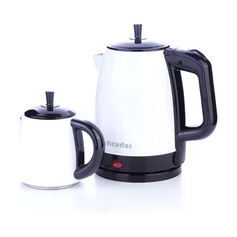Schrader Liana Otomatik Metal Demlikli 1600 W Işıklı Metal Gövdeli İnox Retro Çay Makinesi