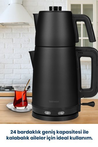 Karaca Glass Tea Xl 2 In 1 Cam Demlikli 1900 W Işıklı Cam Gövdeli Antrasit Çay Makinesi