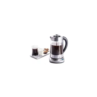 Goldmaster Chaidem Otomatik Çelik Demlikli 2200 W Işıklı Çelik Gövdeli Kırmızı Retro Çay Makinesi