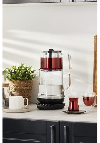Kıng KCM 330 Cam Demlikli 1800 W Cam Gövdeli Kırmızı Çay Makinesi