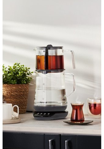 King KCM 331 Cam Demlikli 1800 W Cam Gövdeli Kırmızı Çay Makinesi