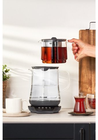 King KCM 331 Cam Demlikli 1800 W Cam Gövdeli Kırmızı Çay Makinesi