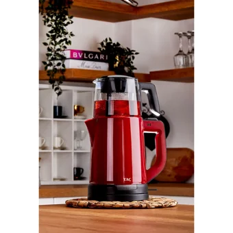Arzum AR 3136 Teamond Cam Demlikli 1800 W Işıklı Cam Gövdeli Siyah Çay Makinesi