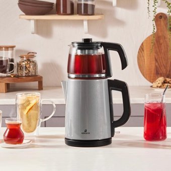 Korkmaz A 359 Demkolik Çelik Demlikli 1600 W Çelik Gövdeli İnox Çay Makinesi