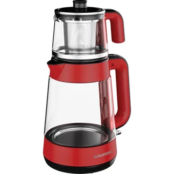 Karaca Çelik Demlikli 1650 W Çelik Gövdeli Kırmızı Retro Çay Makinesi