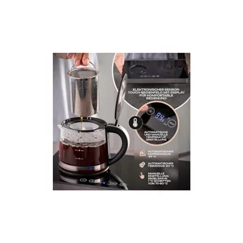 Profi Cook TKS1056 Proficook Otomatik Cam Demlikli 2200 W Işıklı Çelik Gövdeli Gri Retro Çay Makinesi