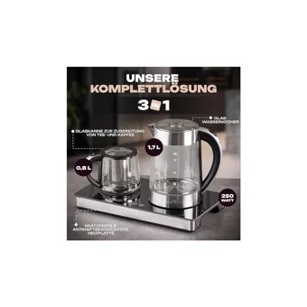 Profi Cook TKS1056 Proficook Otomatik Cam Demlikli 2200 W Işıklı Çelik Gövdeli Gri Retro Çay Makinesi