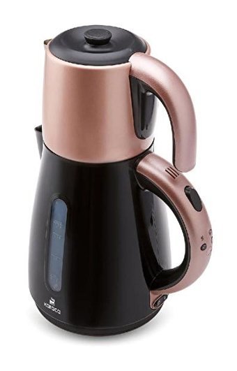 Goldmaster Teachef Otomatik Çelik Demlikli 2200 W Işıklı Çelik Gövdeli Beyaz Retro Çay Makinesi