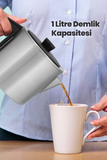 Karaca Çay Sever Konuşan Otomatik Cam Demlikli 1700 W Plastik Gövdeli Siyah Çay Makinesi