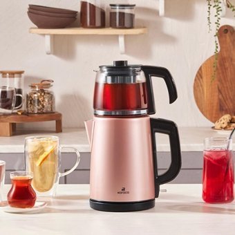 Korkmaz A 359 04 Demkolik Çelik Demlikli 1600 W Çelik Gövdeli Mavi Çay Makinesi