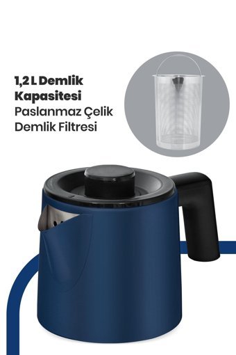 Fantom CY 1500 Otomatik Çelik Demlikli 1800 W Işıklı Çelik Gövdeli Beyaz Retro Çay Makinesi