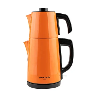 Pierre Cardin PCCYC 007 004 Otomatik Çelik Demlikli 1650 W Işıklı Çelik Gövdeli Turuncu Retro Çay Makinesi
