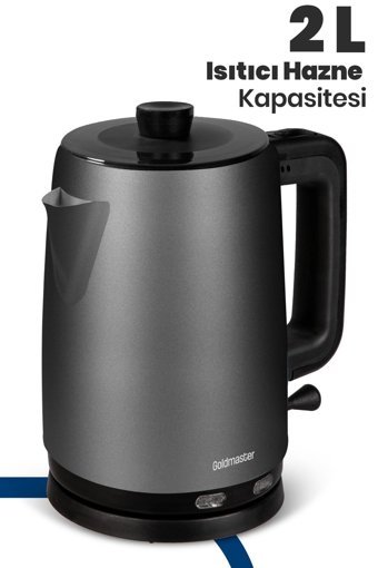 Fakir Temper Otomatik Çelik Demlikli 1650 W Işıklı Çelik Gövdeli Gri Retro Çay Makinesi