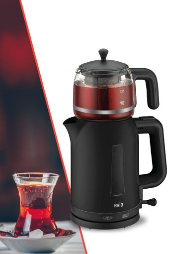 Ermiya Bavesa Cam Demlikli 2200 W Işıklı Çelik Gövdeli Beyaz Retro Çay Makinesi
