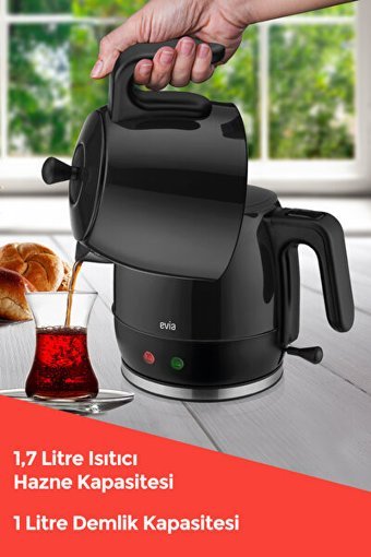 Evia Çayzade Çelik Demlikli 2200 W Işıklı Çelik Gövdeli Krem Retro Çay Makinesi