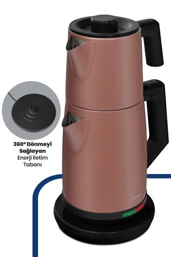 Karaca 1501 Cam Demlikli 1500 W Plastik Gövdeli Krem Turkuaz Çay Makinesi