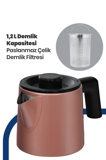 Karaca 1501 Cam Demlikli 1500 W Plastik Gövdeli Krem Turkuaz Çay Makinesi