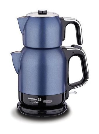 Goldmaster Akasya Otomatik Çelik Demlikli 2200 W Işıklı Çelik Gövdeli Mor Retro Çay Makinesi