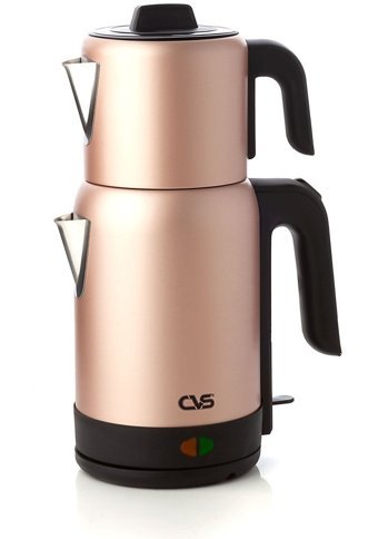 Goldmaster Papatya Otomatik Çelik Demlikli 2400 W Işıklı Çelik Gövdeli Mor Retro Çay Makinesi
